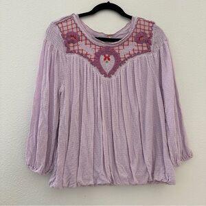 Free People Boho Bigonia Embroidered Top